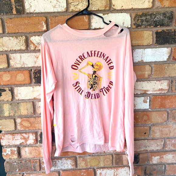 NWT WILDFOX Overcaffenated but still dead tired long sleeve top - Picture 1 of 6